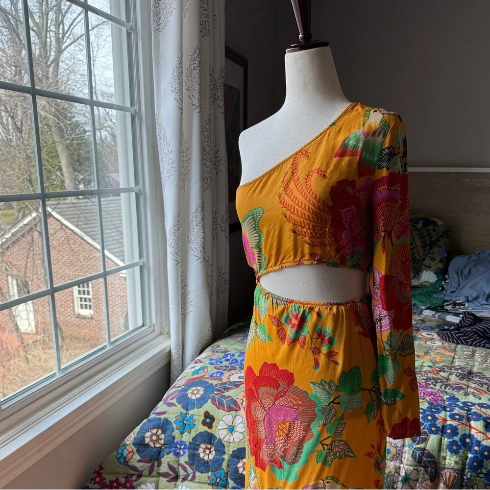 FARM Rio Tangerine Orange Single-Shoulder Printed Maxi Dress - Picture 4 of 11